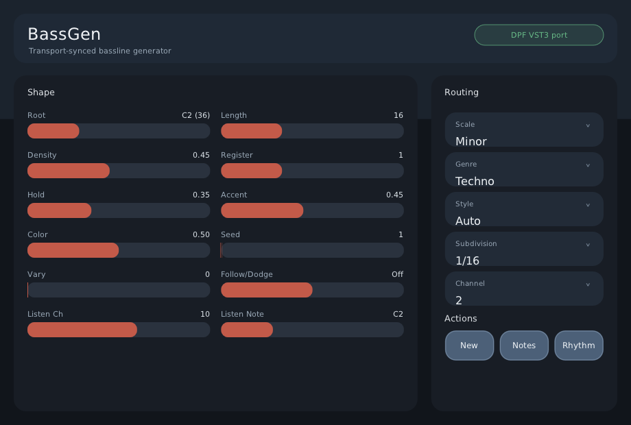 BassGen plugin interface
