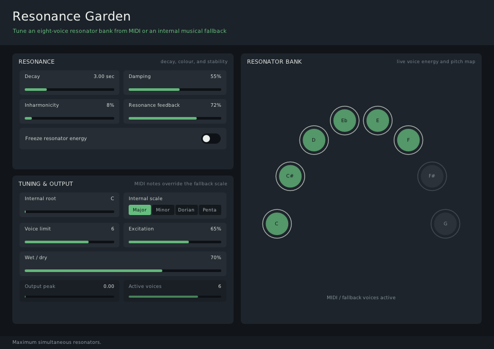 Resonance Garden plugin interface
