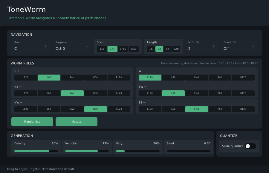ToneWorm plugin interface