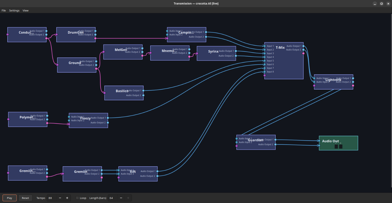 Transmission graph editor